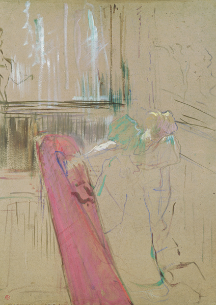 At the Top of the Staircase of the Rue des Moulins, 1893 (oil on card) von Henri de Toulouse-Lautrec