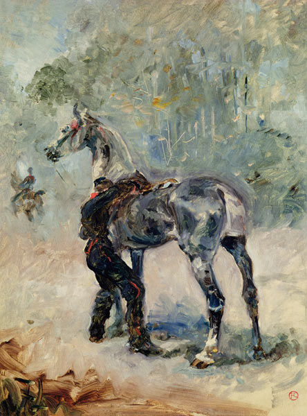 Artilleur sellant son cheval von Henri de Toulouse-Lautrec