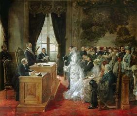 Die Hochzeit von Mathurin Moreau im Rathaus von Paris.