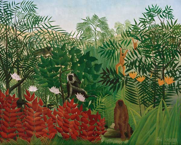 Tropical Forest with monkey von Henri Julien Félix Rousseau