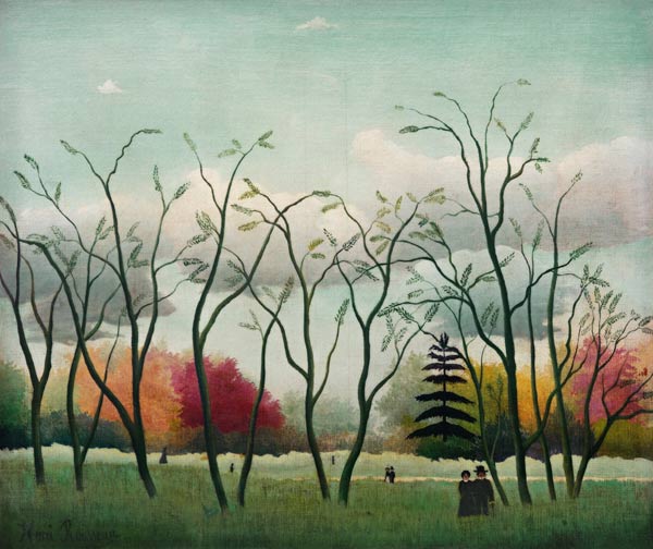 Vue du Bois de Vincennes, á droite de la route de Paris von Henri Julien Félix Rousseau