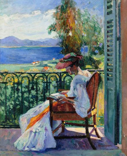 Jeanne sur le balcon de la Villa Demière