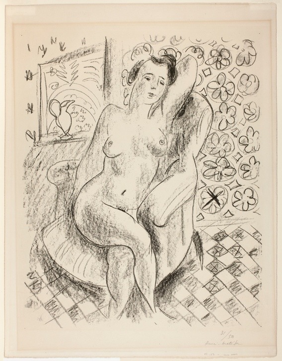 Nude in an Armchair, with a Mashrabiya Background von Henri Matisse