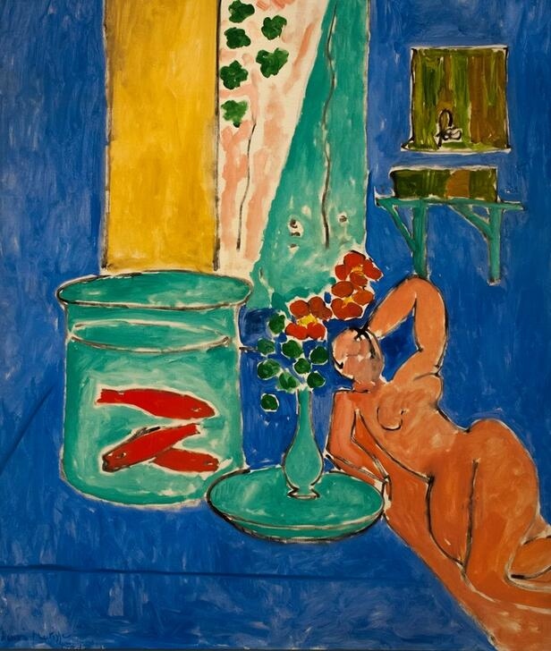 Pez de colores y escultura von Henri Matisse
