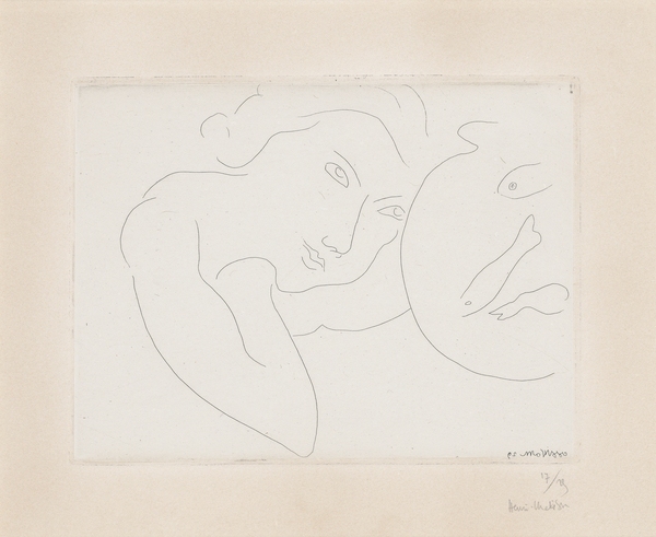 Tête penchée et Bocal de Poissons von Henri Matisse