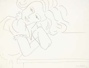 Young Girl Leaning on her Elbow on a Table