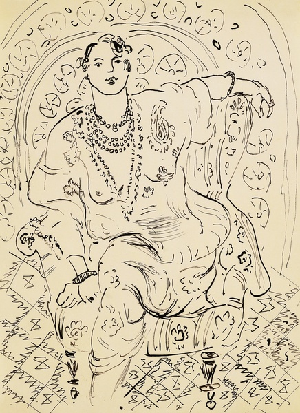 Odalisque with Flowery Background-26 von Henri Matisse
