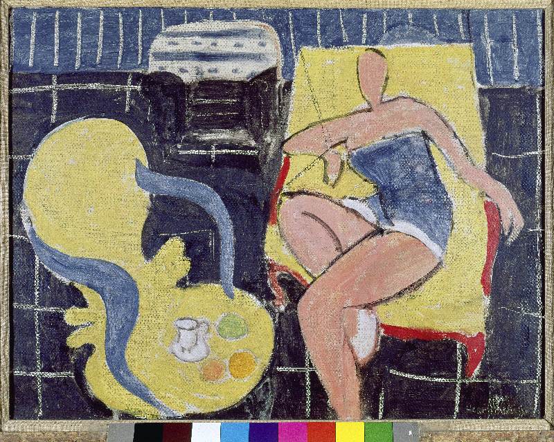 Rococo Armchair and Seated Dancer against a Dark Background von Henri Matisse