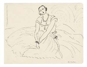 Seated Woman with Full-Skirted Dress