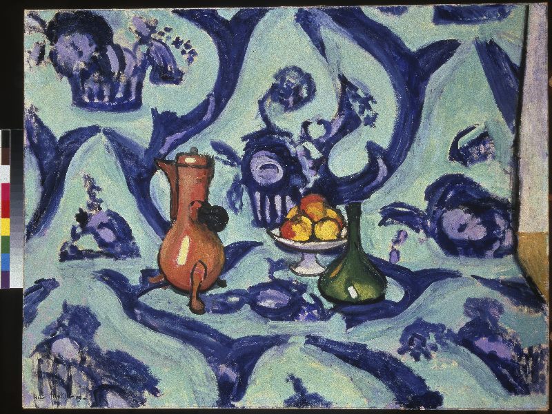 Still Life on Blue and White Blanket von Henri Matisse