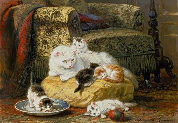 Katzenmutter mit Jungen von Henrietta Ronner-Knip