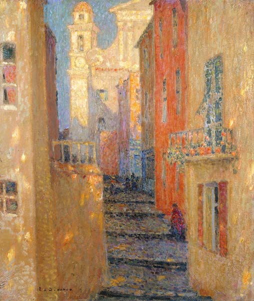 Die Straße zur Kirche von Henri Eugene Augustin Le Sidaner