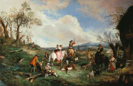 Eine Jagdgesellschaft.