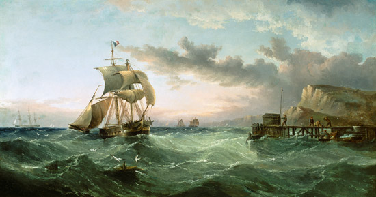 Shipping off Speeton Cliffs, Yorkshire von Henry Redmore