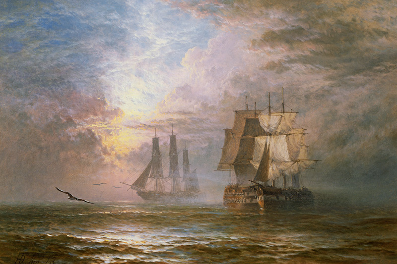 Men of War at Anchor von Henry Thomas Dawson