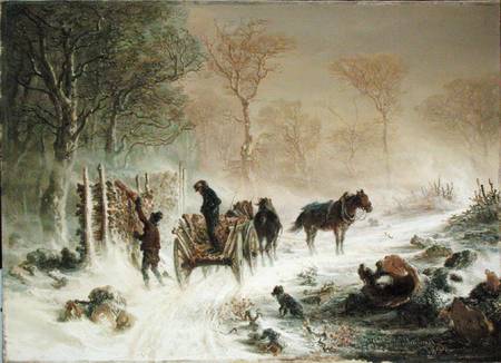 Loading Wood in the Snow von Hermann Kauffmann