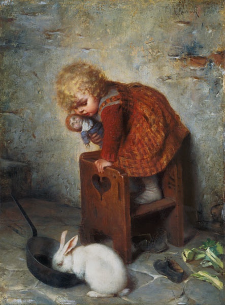 Little Girl with a Rabbit von Hermann Kaulbach