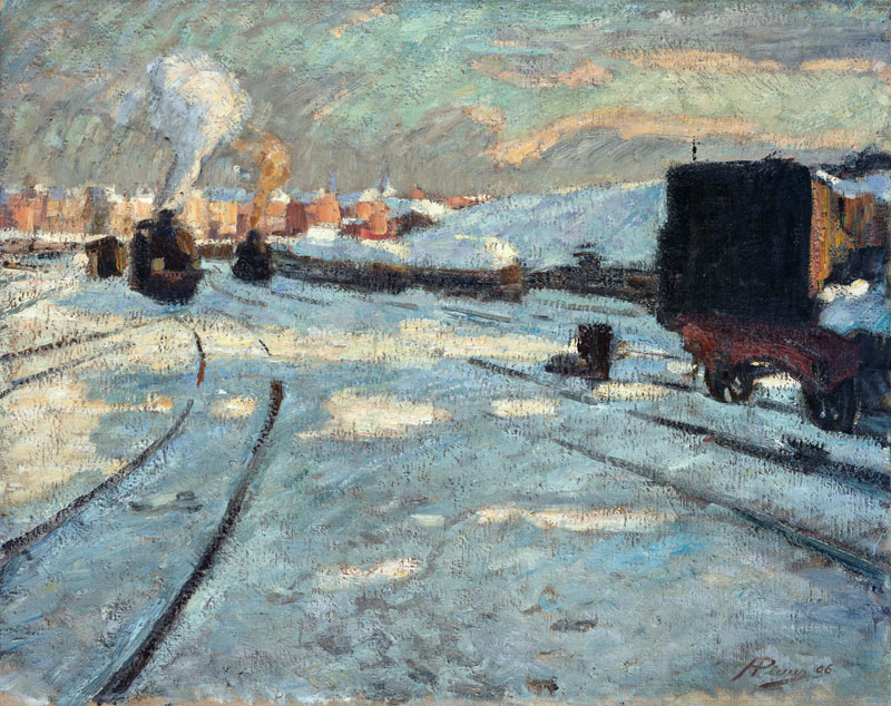 Bahnhof im Schnee von Hermann Pleuer