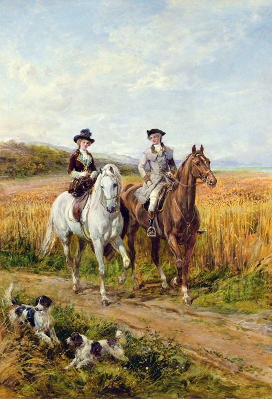 Couple Riding with Their Dogs von Heywood Hardy