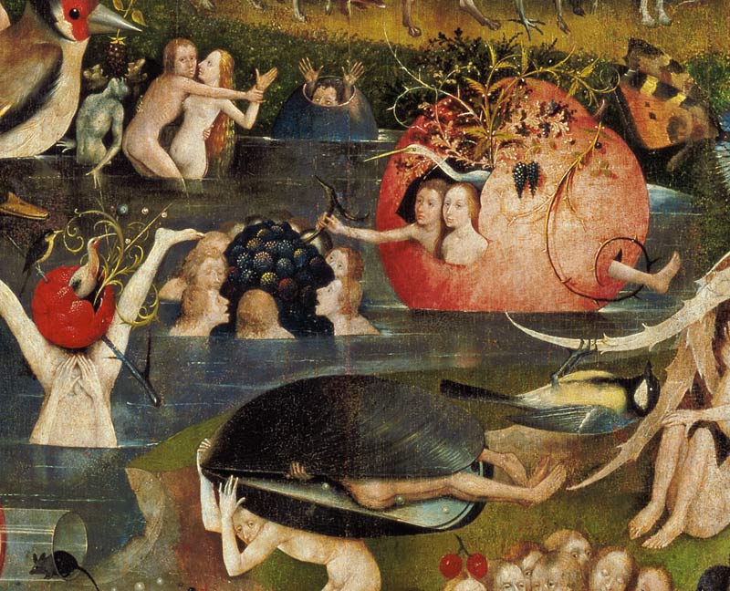 The Garden of Earthly Delights: Allegory of Luxury, detail of the central panel von Hieronymus Bosch
