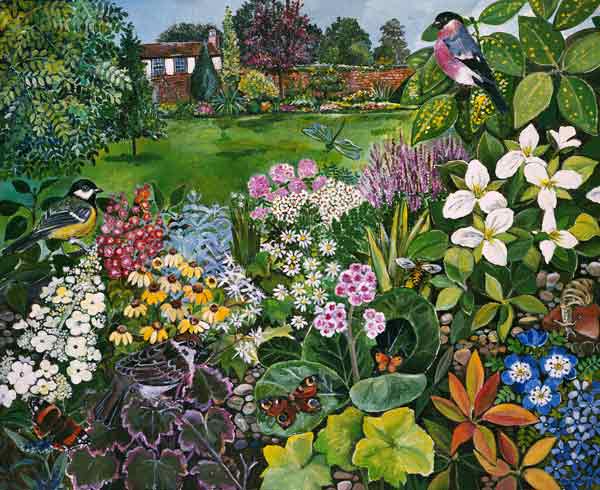The Garden with Birds and Butterflies  von Hilary  Jones