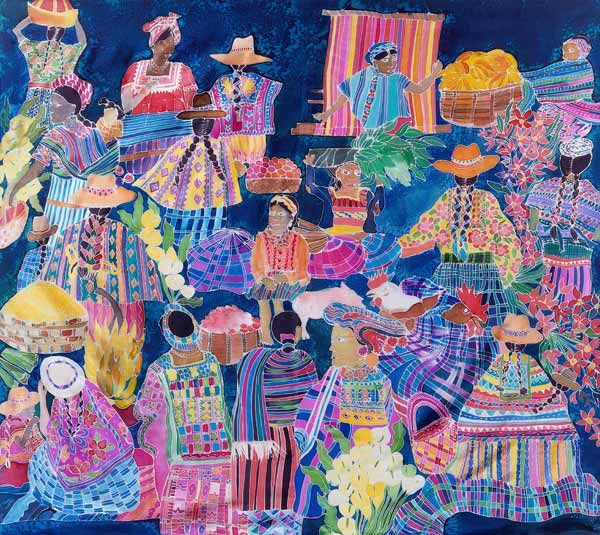 Guatemala Impressions (coloured inks on silk)  von Hilary  Simon