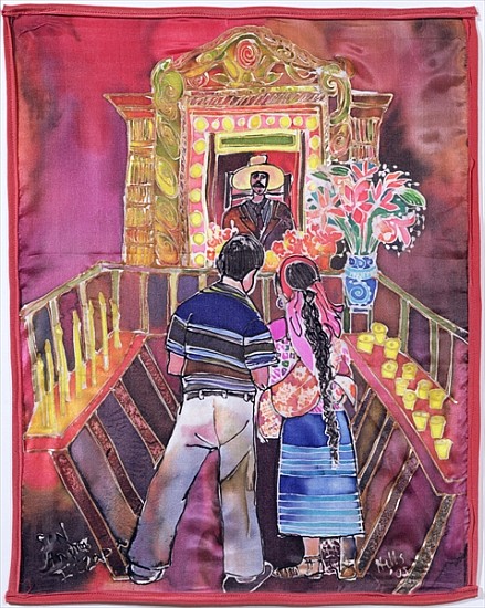 Mayan couple, 2005 (dyes on silk)  von Hilary  Simon