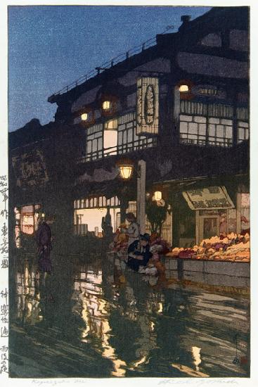 Das Kagurazakadôri bei Nacht, nach dem Regen