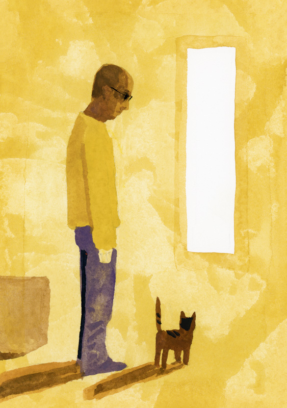 The room where the move-off has finished. A man with a cat von Hiroyuki Izutsu