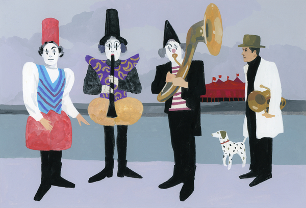 a man looking at the clowns von Hiroyuki Izutsu