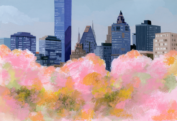 New York and cherry blossoms von Hiroyuki Izutsu