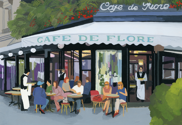 Paris cafe and garcon and guests von Hiroyuki Izutsu