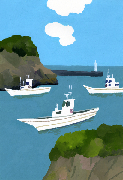 Three fishing boats von Hiroyuki Izutsu