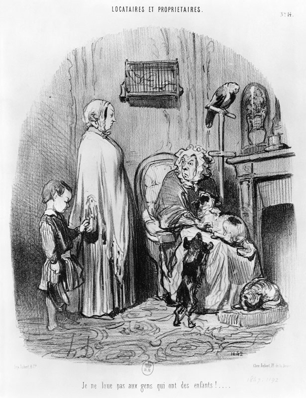 I do not hire people with children, plate 14 from the series ''Tenants and owners'' von Honoré Daumier
