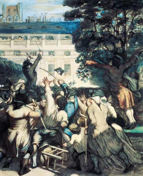 Camille Desmoulins im Garten des Palais Royal von Honoré Daumier