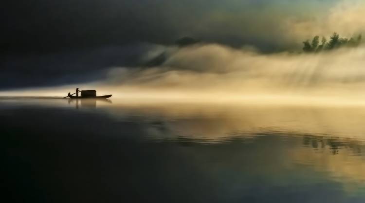 Fog Sprinkle the East River von Hua Zhu