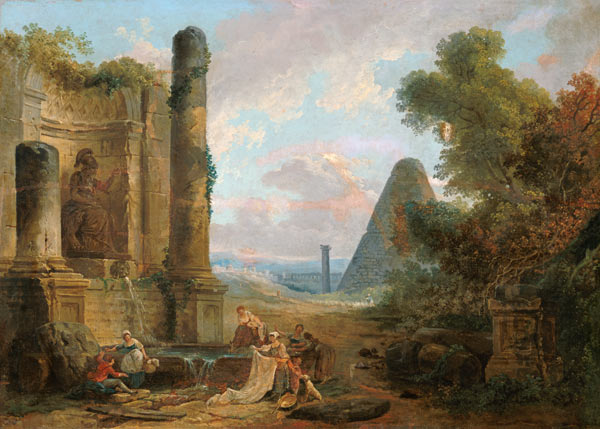 Fountain of Minerva, Rome von Hubert Robert