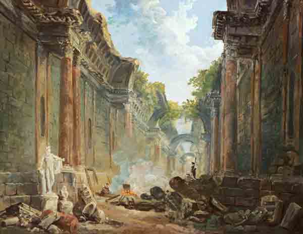 Phantastische Ansicht der grossen Galerie des Louvre als Ruine (II) von Hubert Robert