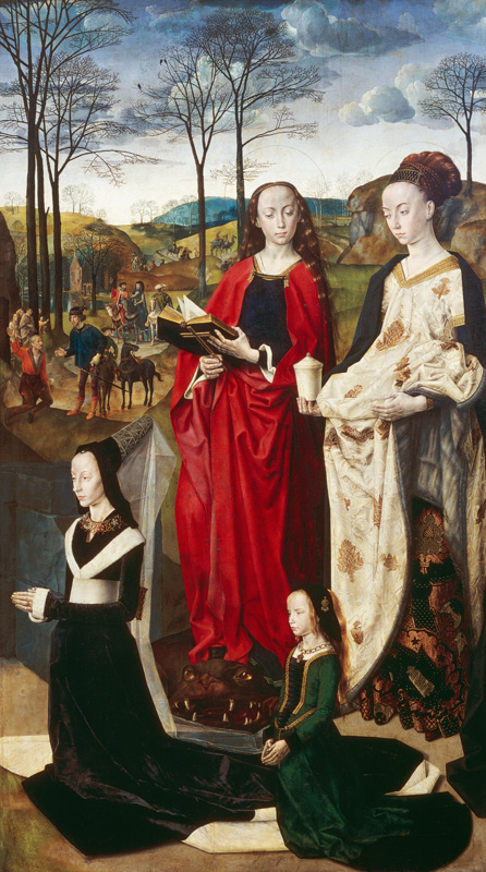Portinari-Altar Rechter Flügel: Die hll.Margarethe und Maria Magdalena von Hugo van der Goes