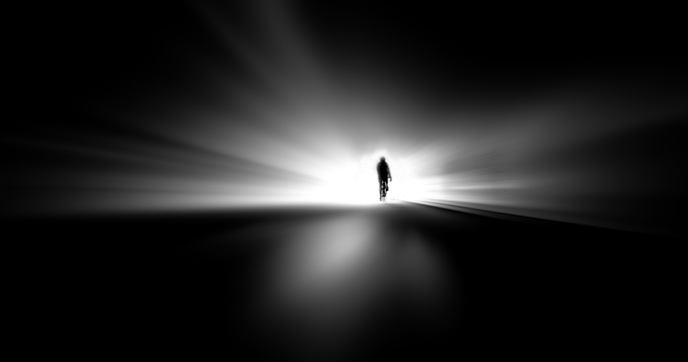 Cycling into the morninglight von Huib Limberg