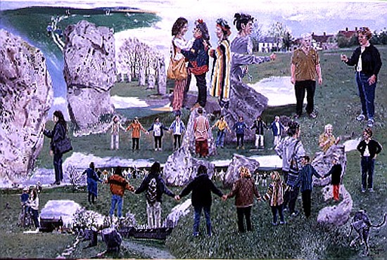 Avebury People, 1998 (oil on canvas)  von Huw S.  Parsons