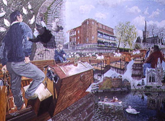 Boat Trip on the Avon at Stratford, 1995 (oil on board)  von Huw S.  Parsons