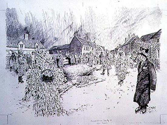 Boxing Day Mummers, Marshfield, 1998 (pen and ink on paper) (see also 107624)  von Huw S.  Parsons