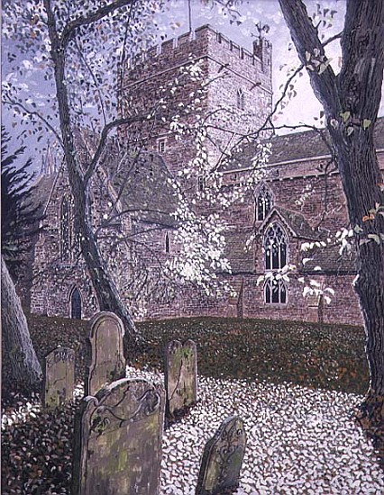 Brecon Cathedral, Autumn Day, 1992 (gouache on card)  von Huw S.  Parsons