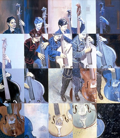 Paula Gardiner, Jazz Bassist, 1998 (oil on board)  von Huw S.  Parsons