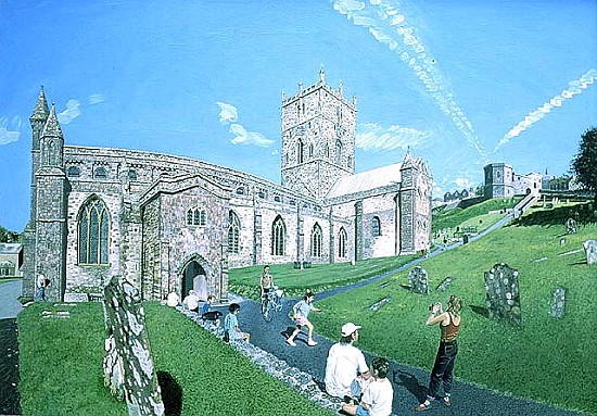 St. David''s Cathedral, Dyfed, 1994 (oil on board)  von Huw S.  Parsons