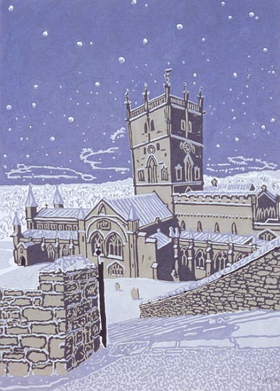 St. David''s Cathedral in the Snow, 1996 (gouache on paper)  von Huw S.  Parsons