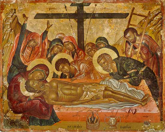 Die Kreuzabnahme von Ikone (byzantinisch)