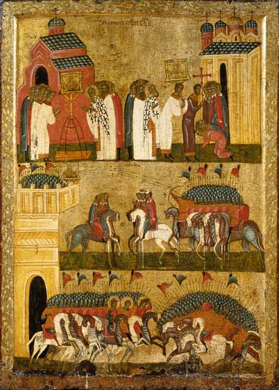 Die Schlacht zwischen den Nowgorodern und den Suzdalern von Ikone (Nowgorod)