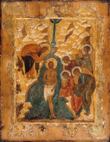 Taufe Christi. von Ikone, russisch, Rubljow-Schule